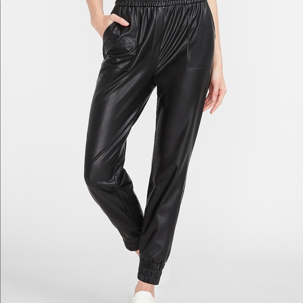 “EXPRESS vegan leather joggers”